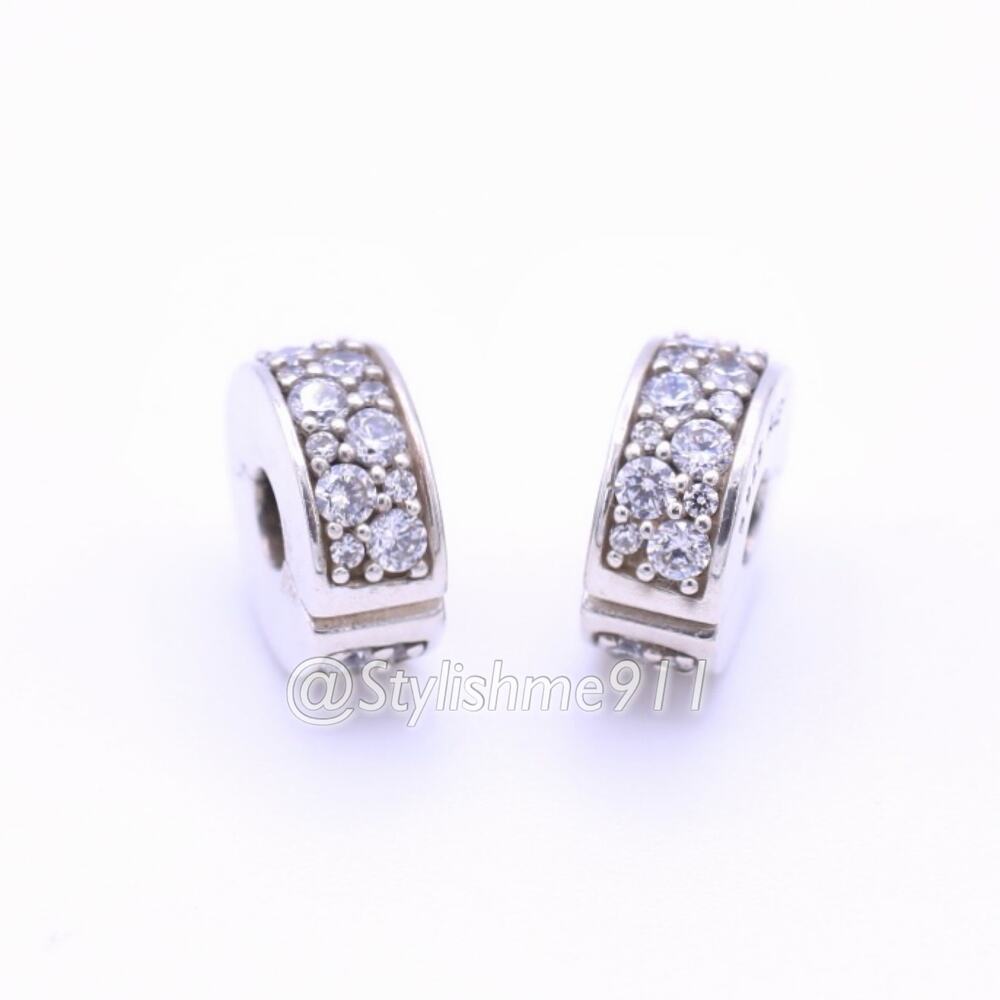 Two- Authentic PANDORA Clear Shining Elegance Clip with Silicone Core - Picture 4 of 13